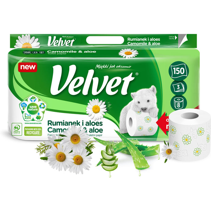 Velvet Chamomile and Aloe Vera Toilet Paper 8 rolls