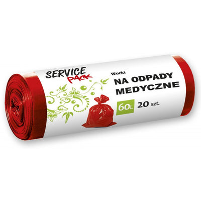 WORKI NA ODPADY MEDYCZNE 60L LDPE CZERWONE (20)