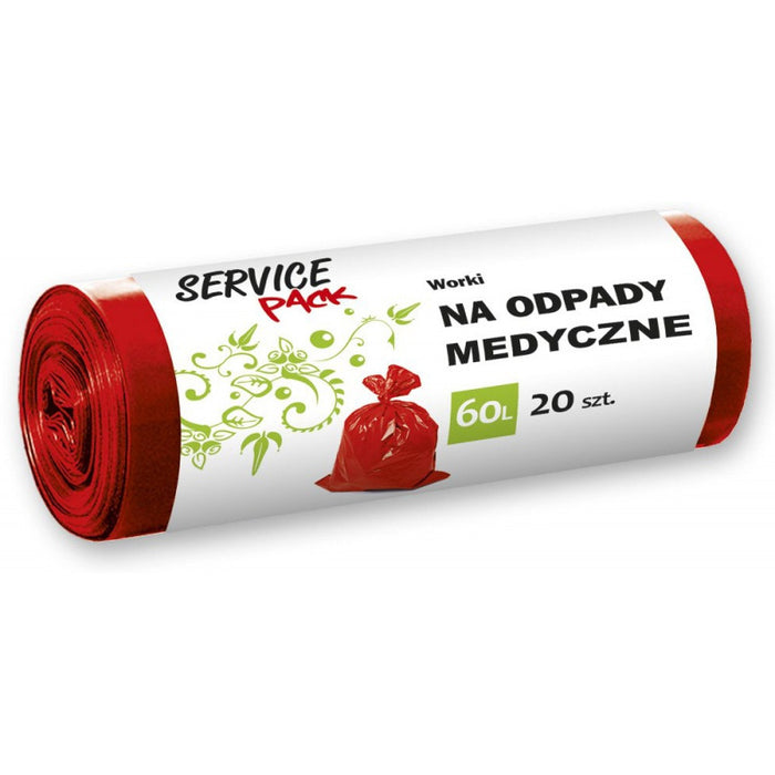WORKI NA ODPADY MEDYCZNE 60L LDPE CZERWONE (20)