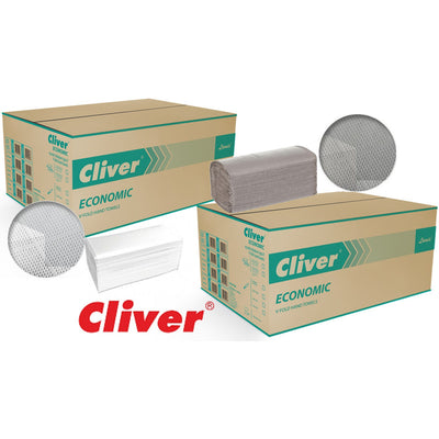 Cliver Economic V-Fold Paper Towels 1-Ply Recycled Grey (20x200)