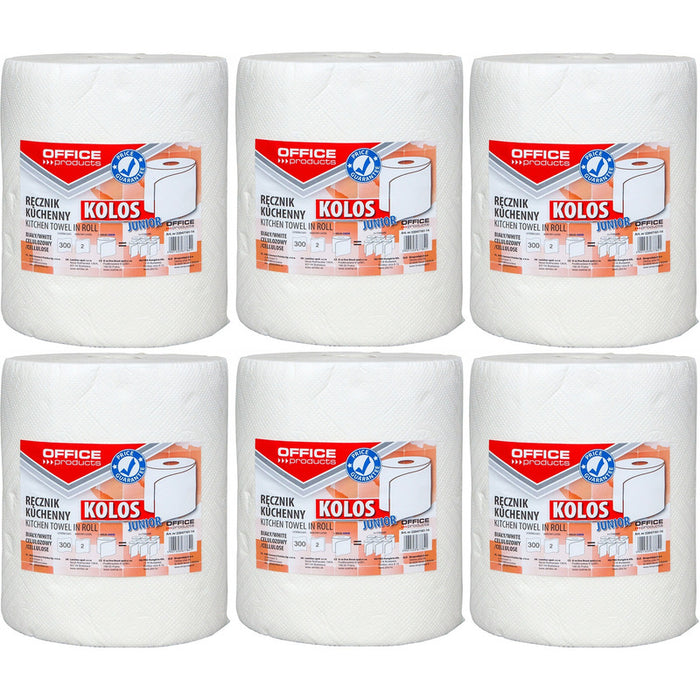 Office Products 60m 2-ply white cellulose paper towels (6)