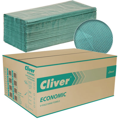 Cliver Economic V-Fold Paper Towels, Recycled Green (20x200)