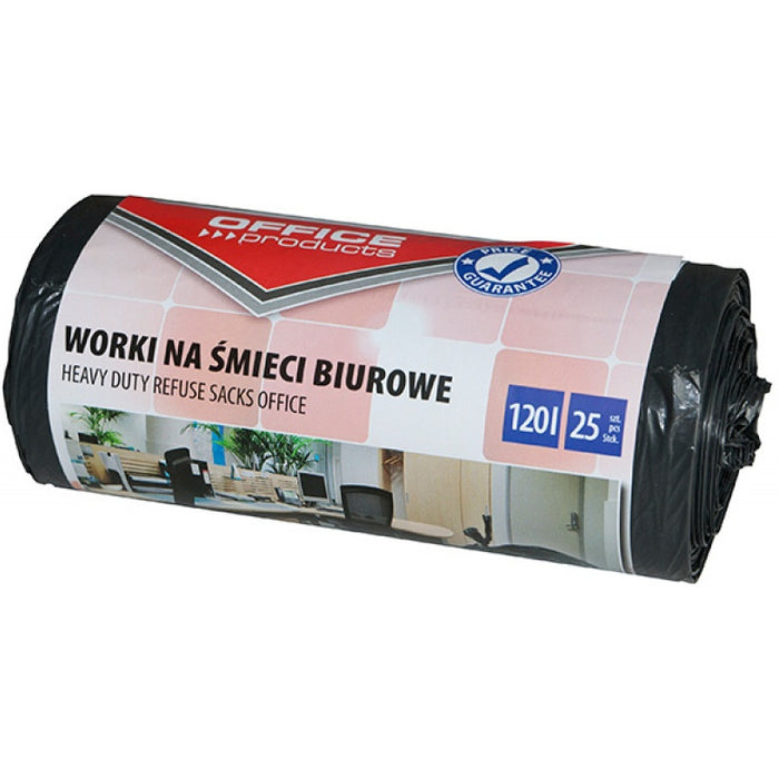 Office Products 120L LDPE black refuse sacks (25)