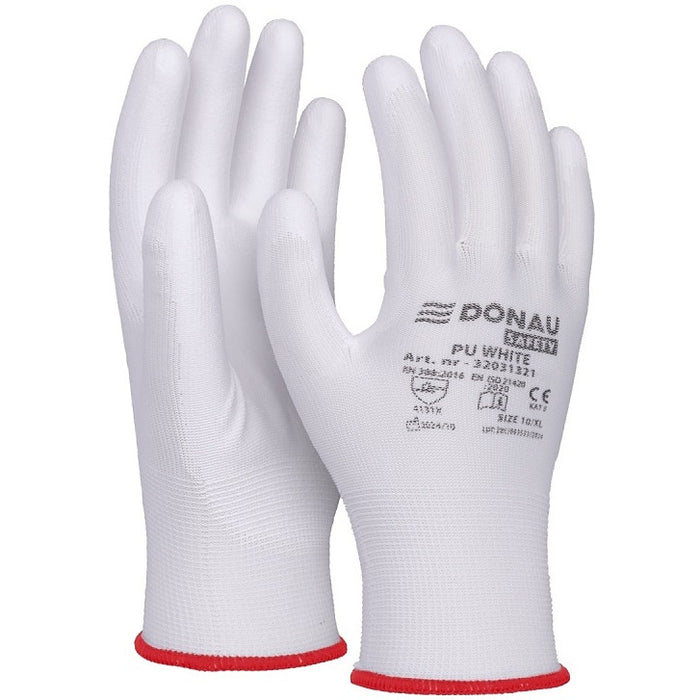 Rękawice Donau Safety PU White rozm.8 białe