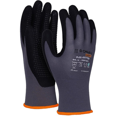 Rękawice Donau Safety Flex-Dotted rozm.9 szare